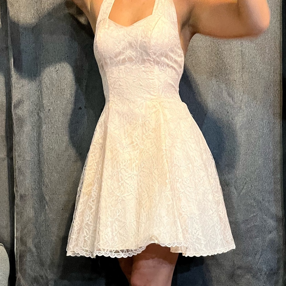Baby Pink Vintage Lace Halter Dress - Picture 2 of 15